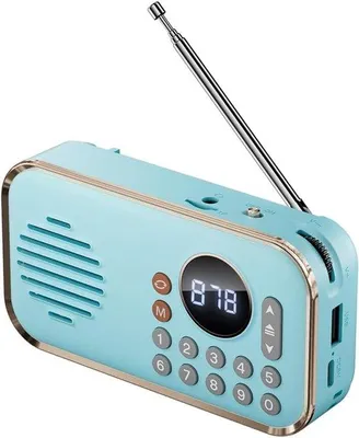 Zdjęcie produktu dla Mały przenośny głośnik Bluetooth z dźwiękiem przestrzennym stereo, w stylu vintage z radiem USB, kolor niebieski.