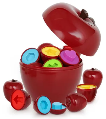 Productafbeelding van Montessori speelgoed, geschikt vanaf 1 jaar. Appelsorteerspeelgoed en ontwikkelingsspeelgoed voor de motoriek, 12 stuks