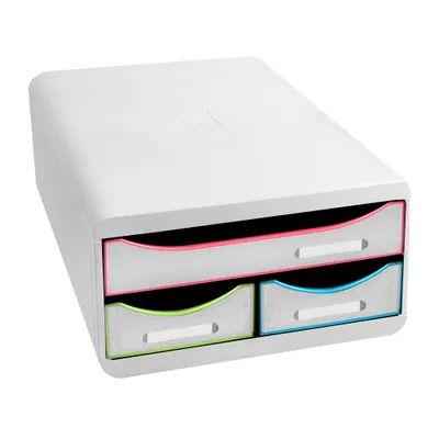 Image de EXACOMPTA Box à tiroirs SMALL-BOX 3 tiroirs blanc/arlequin