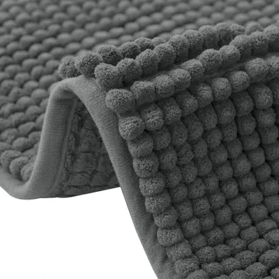 Produktbild von Badematte, 40 x 60 cm, rutschfest, waschbar, saugfähig, weiche Chenille-Duschmatte, Badematte für Dusche und Badewanne (grau)