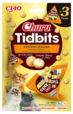 Zdjęcie produktu dla INABA Churu Tidbits z kurczakiem - przysmaki dla kotów - 3x12 g