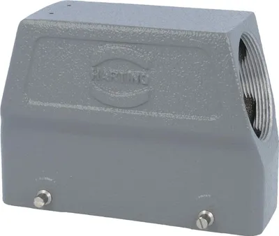 Produktbild von HARTING Han 24B Tüllengehäuse hoch, 1xPG36 seitlicher Kabelabgang, für 2 Bügel (am Unterteil) Verschraubung PG36