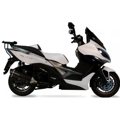 Immagine prodotto di Silenziatore posteriore LeoVince SLIP-ON NERO omologato, acciaio inossidabile nero, terminale in carbonio per Kymco Xciting 400i