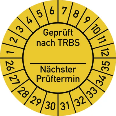 Produktbild von Dreifke® Prüfplakette  nach TRBS... 2026 - 2035, Folie, Ø 30 mm, 10 St...