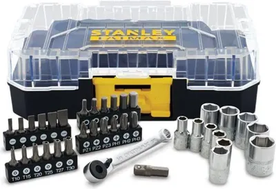 Image de Coffret Douilles et Embouts Stanley Fatmax STAKBOX S 1/4", 37 pièces, Douilles Hexagonales, Cliquet Compact