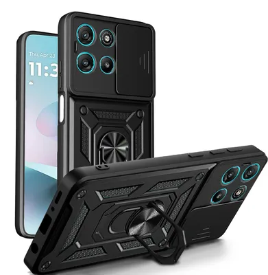 Produktbild von Outdoor Hülle für Motorola Moto G57 / G67 Power Kameraschutz Ring Case Schwarz