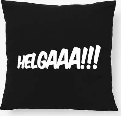 Produktbild von Huuraa Kissen Helgaaa Schriftzug 40x40cm mit Füllung Black Baumwolle Dekokissen Geschenkidee