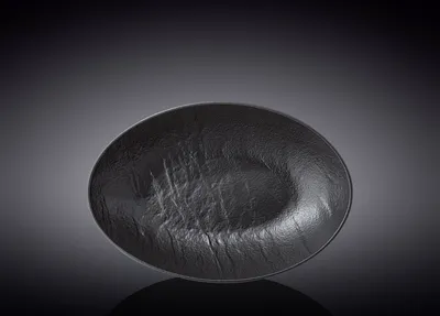 Image de Assiette de service ovale Wilmax, dimensions 25 x 16,5 x 6 cm, noire, en porcelaine