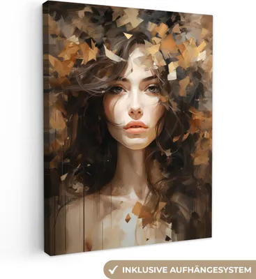 Produktbild von MuchoWow® - Leinwandbilder - Frau - Porträt - Abstrakt - Kunst, Wandbild, Wanddeko Bilder Wohnzimmer, 60x80 cm