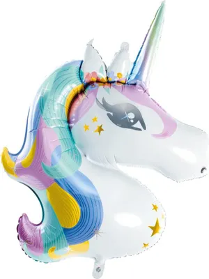 Produktbild von Folienballon Einhorn 90cm, weiß / bunt