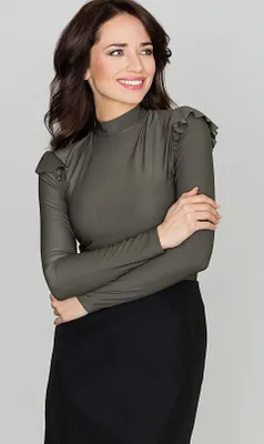 Imagen del producto de Katrus, camisa de mujer, color oliva, talla XL