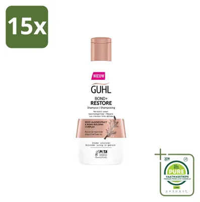 Obrázok produktu pre 15 ks šampónu Guhl Bond+ Restore pre poškodené vlasy - 250 ml - veľké balenie