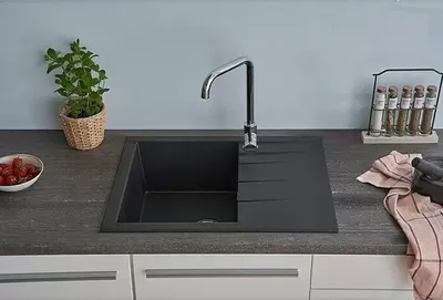 Produktbild von Küchenspüle Einbauspüle Spüle Granit Mineralite 62 x 50 Schwarz Respekta Houston