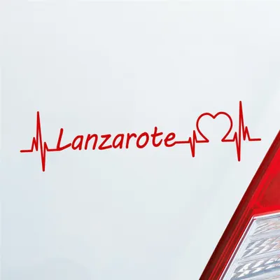 Produktbild von Auto Aufkleber Lanzarote Puls Herzschlag mit Insel Motiv 19x5 cm Rot Sticker Heckscheibenaufkleber