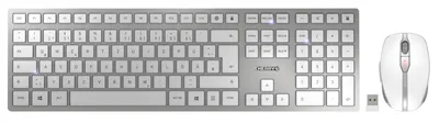Produktbild von CHERRY DW 9000 SLIM, Volle Größe (100%), Kabellos, RF Wireless + Bluetooth, Silber, Weiß, Maus enthalten