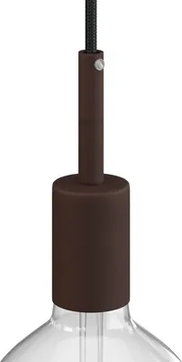 Immagine prodotto di Creative-Cables Kit portalampada E27 cilindrico in Metallo con serracavo da 7 cm - Ruggine Scura Verniciata