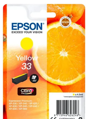 Productafbeelding van Epson C13T33444010 printerpatroon, geel