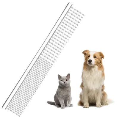 Produktbild von Hundebürste und Katzenkamm 2-in-1, aus Edelstahl, für die Fellpflege von Haustieren