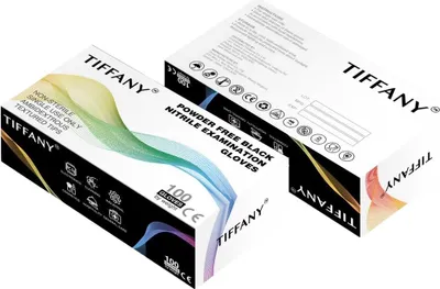 Produktbild von Tiffany Nitrilhandschuhe puderfrei - schwarz - 100 Stück Größe: L