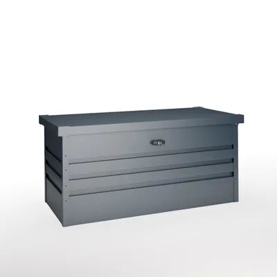 Produktbild von Wasabi - Metallischer Außenlagertruhen 277 L - 0,40 mm dicker und widerstandsfähiger - Klappdeckel - Leichtes Öffnen dank Gasdruckdämpfern