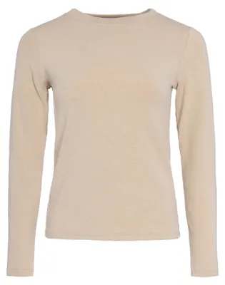 Produktbild von Damen Langarmshirt in Beige, Größe M, schlicht, mit Rundhalsausschnitt