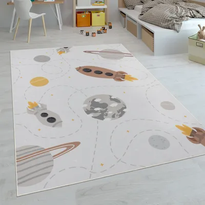 Image de Tapis pour enfants, tapis à poils courts pour chambres d'enfants avec différents motifs Tapis de jeu colorés, taille 200 cm, ronds
