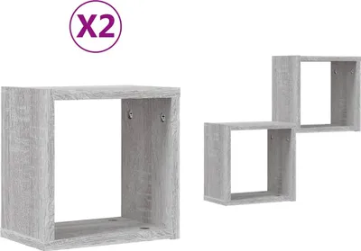 Produktbild von Wandregale 2 pcs Graues Sonoma 26 x 15 x 26 cm Holzwerkstoff