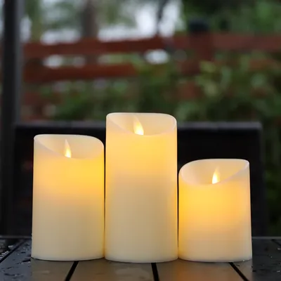 Produktbild von Salcar LED- Kerzen 3er Set Flammenlose Kerzen Batterie Weihnachtskerzen Kerzenleuchter, Dekoration für Advent, Warmweißem