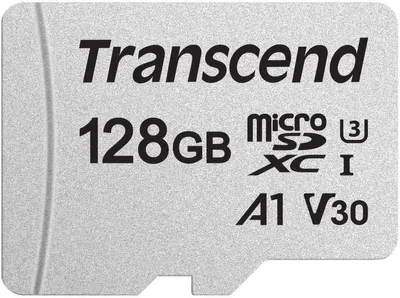 Produktbild von Transcend TS128GUSD300S-A, 128 GB, MicroSDXC, Klasse 10, NAND, 95 MB/s, 40 MB/s