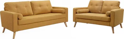 Produktbild von Couchgarnitur 3+2 - Bouclé-Stoff - Gelb - TATUM
