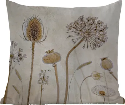 Produktbild von MuchoWow® Outdoor Kissen - Blumen - Aquarell - Stilleben - Braun - Vintage - 45x45 cm - Wetterfest - Lounge Kissen - Fotokissen - Dekoratives Kissen