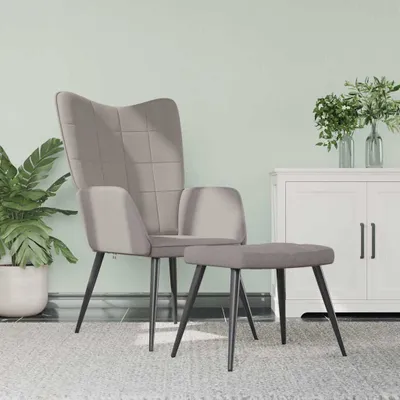 Image de Maison Exclusive - Fauteuil de détente avec repose-pieds, tissu taupe