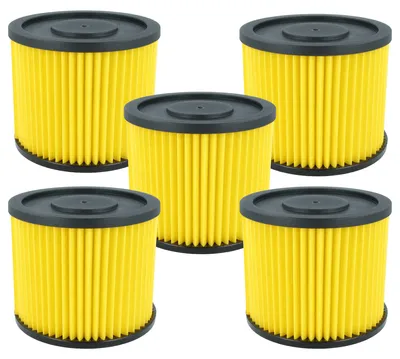 Produktbild von vhbw 5x Faltenfilter kompatibel mit Lidl Parkside PNTS 1300 E4, 1300 F5, 1300, 1400, 1300 A1, 1300 B2, 1300 C3 Staubsauger - Patronenfilter Gelb