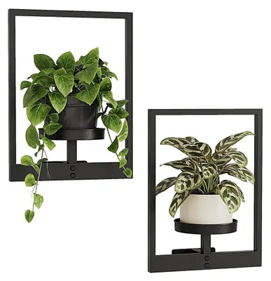 Produktbild von Wandbehang Pflanzgefäße 2er Set Metall Schwarz Ø15 cm