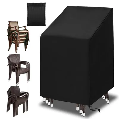 Immagine prodotto di Copertura protettiva per mobili da giardino, tessuto Oxford 420D, resistente alle intemperie invernali, resistente ai raggi UV, dimensioni 65x65x75/120 cm, colore nero