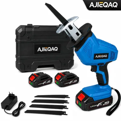 Produktbild von AJIEQAQ Akku Säbelsäge 21V, Reciprosäge mit 2×2,0Ah Akku, 0–3000 Hübe/min, 13mm Hub, LED, 4 Sägeblätter & Koffer