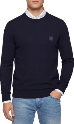 Produktbild von Boss orange Pullover dunkelblau uni Baumwolle Kaschmir
