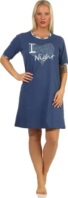 Produktbild von Cooles Damen kurzarm Nachthemd Bigshirt mit Herz Motiv - 122 214 10 603 ; navy , 36