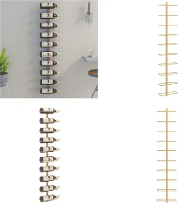 Produktbild von vidaXL Wand Weinregal für 10 Flaschen Golden Metall - Weinregal - Weinregale - Wand-Weinregal - Wand-Flaschenregal