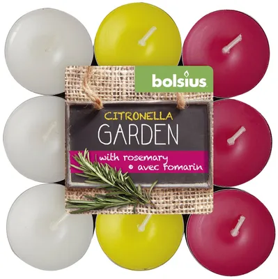 Obrázek produktu pro Bolsius 103626947118, Kulatý, Fuchsiová, Bílá, Žlutá, Citronela, 18 kusů