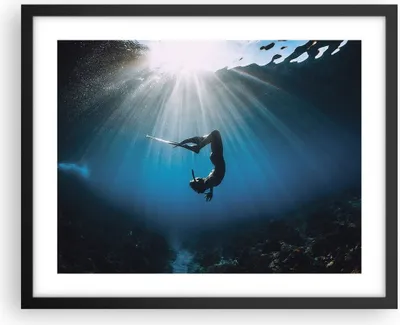 Produktbild von Gerahmtes Poster - Schwarzer Rahmen - Flossen Boden Taucher - 50x40 cm - Wand Bild - Wanddeko - Wandbilder - Kunstposter - Wandposter - Bilderrahmen - Bilder - Kunstdruck - P2BAA50x40-5097