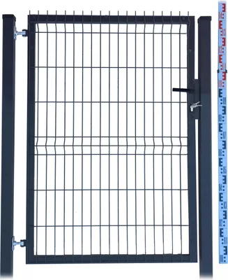 Produktbild von GARTENTOR 140 cm anthrazit graphit Einstabmatten 3D zwei PFOSTEN RAL7016 Zaun 143 cm | Gartentür Zauntor Einzeltor Tür Doppelstabmatten