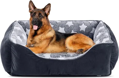 Obrázok produktu pre Pelech pre psa 106 x 80 x 23 cm, čierna, s hviezdami, zvýšené okraje, prateľné, pre veľkých psov
