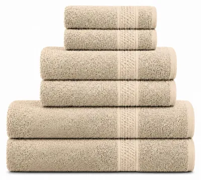 Produktbild von Komfortec Handtuch Set 6 Teilig aus 100% Baumwolle, Beige
