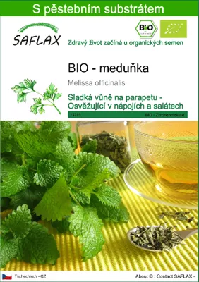 Obrázek produktu pro SAFLAX - BIO - meduňka - Melissa officinalis - 1000 Semena - S pěstebním substrátem bez klíčků