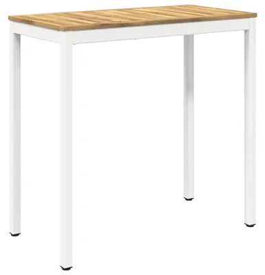 Image de vidaXL Table de bar d'extérieur, blanche, 108,5 x 55 x 105 cm, en bois d'acacia massif
