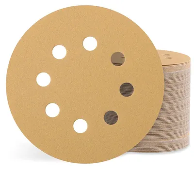 Immagine prodotto di Carta abrasiva da 125 mm con sistema di fissaggio a velcro, grana 240, confezione da 100 pezzi, con 8 fori, adatta per levigatrici eccentriche, per legno e metallo