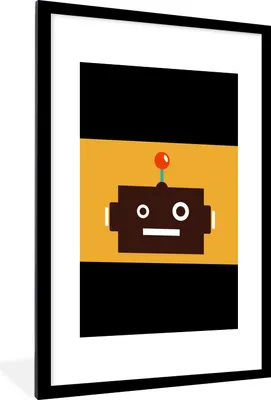 Produktbild von MuchoWow® Gerahmtes Poster Roboter - Gesicht - Antenne - Gelb - Jungen - Kind 90x60 cm - Poster mit Schwarzem Bilderrahmen Wandposter Rahmen Foto Bilder - Wanddekoration - Fotos