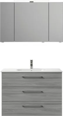 Produktbild von Pelipal Badmöbel-Set Sunline 121 BxHxT 110 x 200 x 46 cm Frontfarbe sangallo grau mit Mineralguss-Waschtisch, Waschtisch
