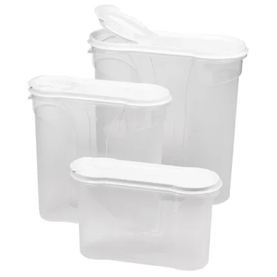 Produktbild von Novaliv Schüttdosen 3er SPARSET Vorratsdosen zum Streuen 4l + 2,4l + 1,3l Dosen mit Deckel für Müsli Mehl Zucker Dosen Küchen Organizer Food Box Meal-Prep-Boxen Aufbewahrungsdosen für die Küche